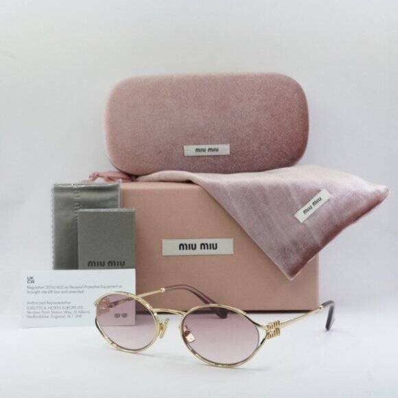 Miu Miu Accessories - Miu Miu MU52YS 5AK06S Oval Sunglasses – Gold